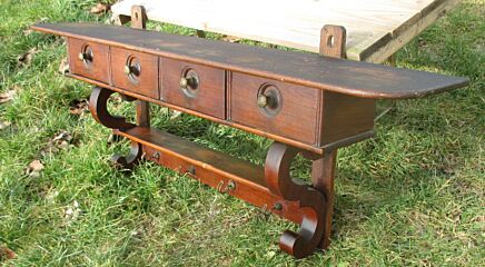 Vintage Wood Coat Kitchen rack 4 drawers Shelf Wall Hanging Antique Stunning