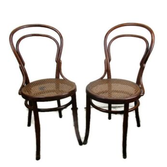 Pair Vintage Kohn Wien Chairs Bistro Ice Cream Parlor Rush Cane Seating Bentwood