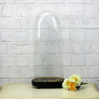 Antique Victorian Oval Hand Blown Glass Globe Dome Doll Clock Display 17.32" H