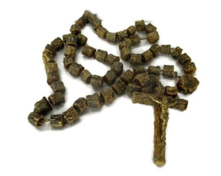 Large Vintage Rosary Wooden Style Beads Wall Hanging Priest Nun Service Domino Virgin Mary HTF