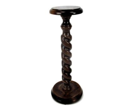 Hand Carved Wooden Barley Twist Pedestal Display Side Table Plant Stand 28.93" Gorgeous Wood