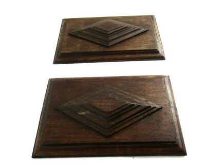 2 Small pieces Antique French Carved Wood Reclaimed Architectural Trim Corbels