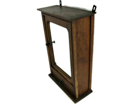 Kitchen Apothecary Medicine Bathroom Wood Wall Cabinet Beveled glass mirror Vintage Mid Century