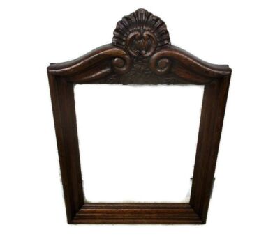 antique Hand carved ornate Wood Oak picture frame Gorgeous Flowers 24.8" x 16.9"
