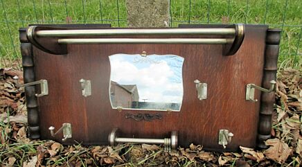 Vintage Carved Wood Mirror Ornate Coat Hat Rack Art Deco