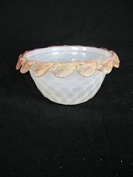 Venetian Murano Chandelier Part White Pink Shade L Bobeche Art Glass Reclaimed