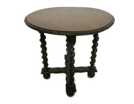 Barley Twist Wooden Side Display Coffee Table Pedestal Plant Stand Hand Carved Gorgeous Barn Country Farmhouse style