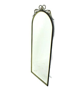 Large Mid Century Modern Retro Modernist Wall Mirror Brass Frame 50s