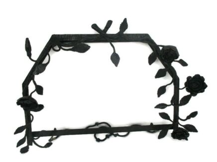Mirror Picture Frame Van Boeckel Style Wrought Iron Black Roses Gorgeous HTF Art Deco Nouveau