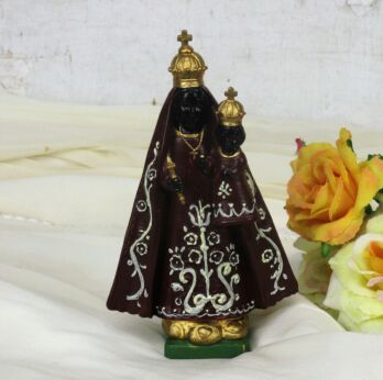 Miniature Black Madonna Figurine Statue Virgin Mary Notre Dame Resin Italian