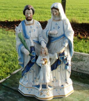 Small Statuette Holy Family Saint Joseph Virgin Mary Child Porcelain Lovely