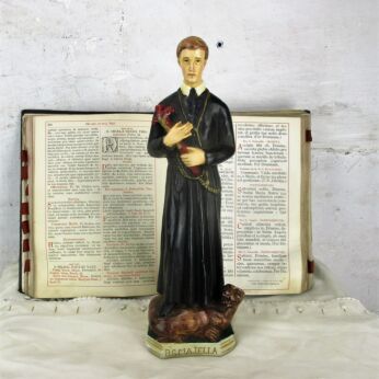 Antique Statue Saint Santo Gerard Santo Majella Dragon Plaster Priest Gothic