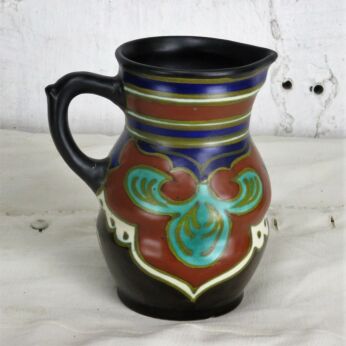 Small B. Adonald Gouda Holland Vase Pitcher 40s Lovely Colours Brown Blue