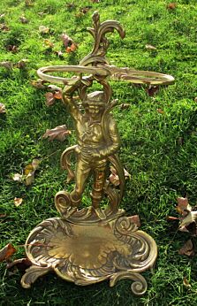 Vintage Brass Ornate Umbrella Stand Boy Figurine Statue Beautiful