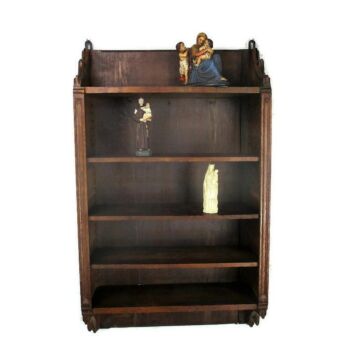 Antique Neo Gothic hand Carved Oak Religious Display Cabinet Shelves Gorgeous