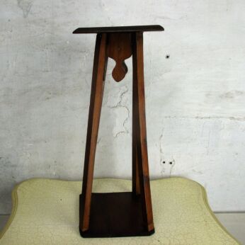 Small Hand Carved Wood Pedestal Display Side Table Flower Plant Stand Art Deco