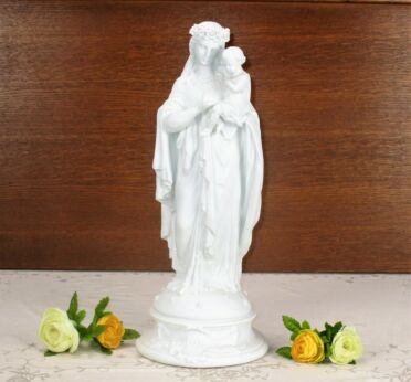 Gorgeous Antique 1900 Vieux Paris Porcelain Statue Virgin Mary Garland 15.35