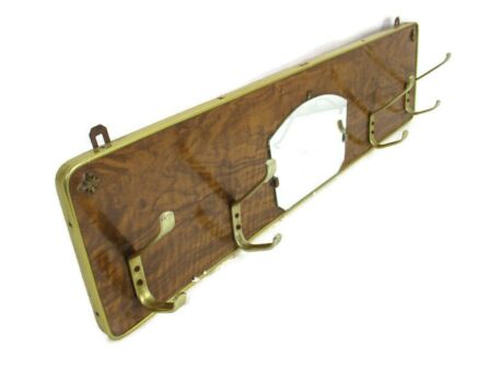 Vintage Mid Century Modern Wood Hat Rack Chrome Wood Industrial Rockabilly
