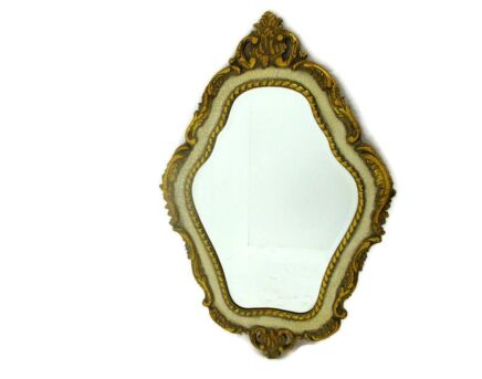 Gorgeous Large Ornate Oval Crackled White Wood Wall Hanging Mirror Romantic Hollywood Regency French Provincial