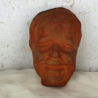 Vintage Hand Made Terracotta Art Piece Child's Head Signed Hanging Decorative