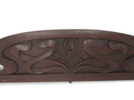 Hand Carved Wood Pediment Ornate Over door Architectural Reclaimed tulips Antique Gorgeous