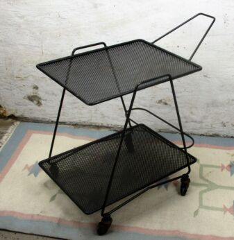 Atomic Perforated Wire Iron Garden Cart Trolley Mid Century Modern era Mategot