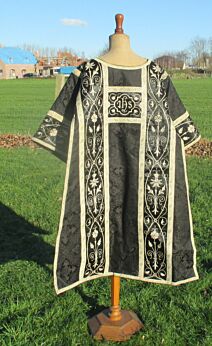 Vintage Black Chasuble Casula Authentic Catholic Dalmatic Tunicle High Mass 