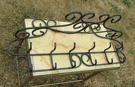 Vintage Wrought Iron Coat Hat Wall Rack Black 6 hooks