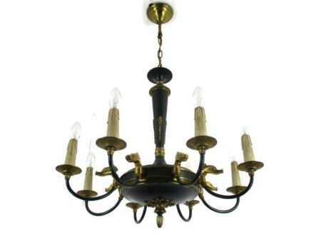 8 Arms Lights Pan Chandelier Revival French Empire Vintage Bronze Brass Ducks