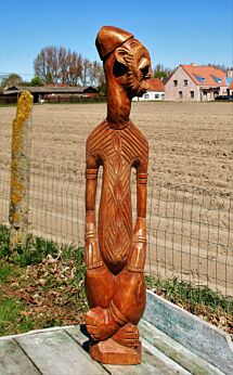 Large African Statue Hand Made Carved Wood Tribal Art Figurine Good Quality