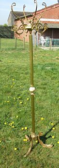 Ornate Antique Coat Hat Rack Hall Tree Stand Floor Brass Beautiful Marble Onyx