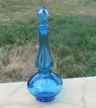 Blue Bottle with Stopper Jar Kitchen Container Belgian 0.5 l hobnails