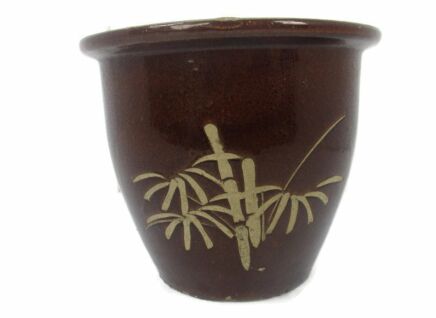 Vintage Chinese Porcelain  Koi Fish Bowl Planter Vase Flowers Cachepot Brown