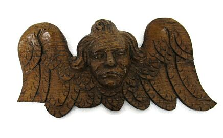 Antique Corbel Pediment Hand Carved Wood Angel Architectural Reclaimed Salvaged
