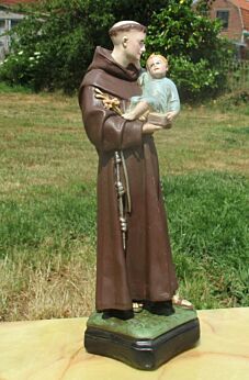 Large Vintage St Saint Anthony of Padua Infant Jesus Plaster Statue 16.54"