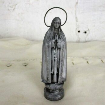 Vintage Miniature Statue Our Lady Fatima Portugal Spelter ND Rosario Lovely HTF