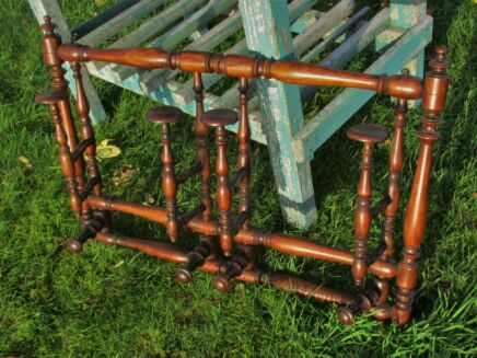 Antique 19th century swiveling Coat Hat Rack Hooks Spindle Victorian Folding Peg