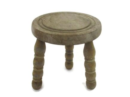 Antique Hand Carved wood Tripod Milking Stool Pedestal Table Farmhouse Barn Country Style Barn find