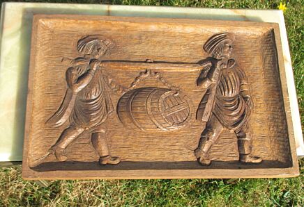 Antique Flemish Hand Carved Oak Panel Breughel Scene Wall Panel Decorative