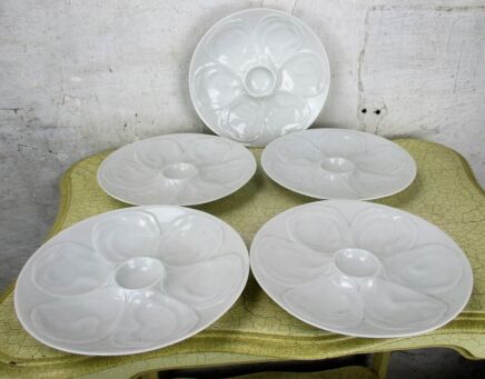 Set of 5 Oyster Plates Porcelain White Germany German Schonwald