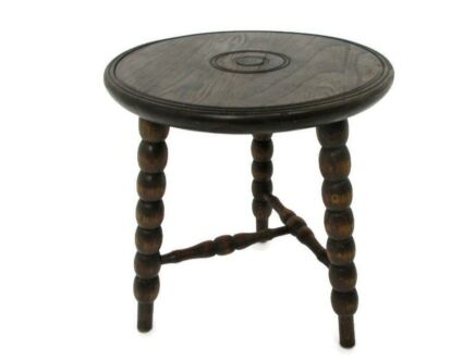 Vintage Hand Carved wood Bobbin legs Milking Stool Pedestal Table Plant Flower Bonsai Stand Side Table Barn Country Style