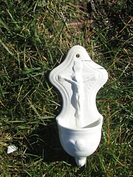Antique White Holy Water Font Porcelain Church Wall Hanging Holland Maastricht
