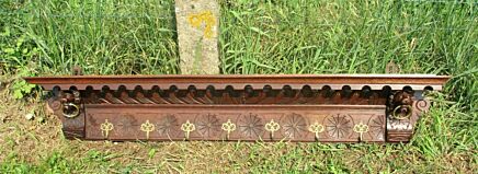 Gorgeous Antique Hand Carved Wood Oak Coat Hat Rack Lion Heads Rings