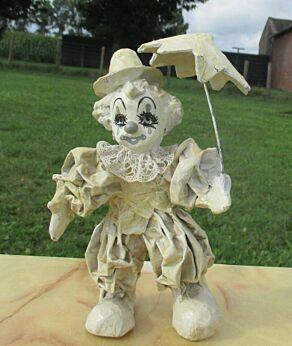 Vintage Paper maché hand made clown Signed