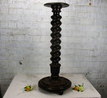 Gorgeous Hand Carved Wood Barley Twist Pedestal Display Table Plant Stand 33"