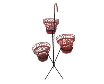 Mathieu Mategot Designed  Tiered Hobo Plant Bonsai Stand Pedestal 3 tiers wrought iron plastic planters French HTF