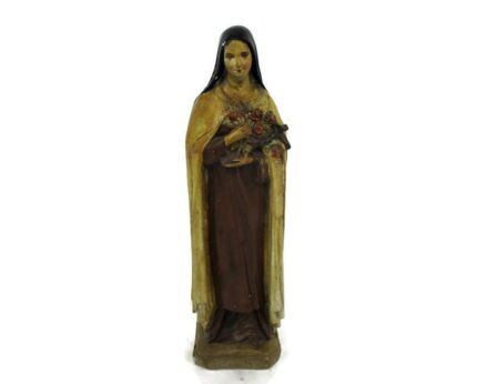 Vintage Statue Plaster St Saint Therese Lisieux Little Flower of Jesus Chapel Church 24.80"