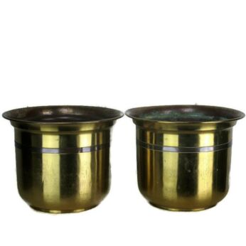 Two Vintage Two Toned Brass Planters Jardinieres flower pots Lovely Pair Couple