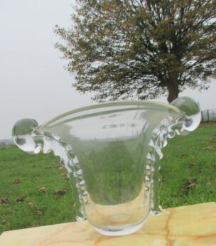Large Vintage art Deco Val St Lambert Art Glass Crystal Vase Signed