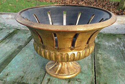 Golden Planter Jardiniere flower pot Ceramic Marked Italy NOS 70s Bitossi Style